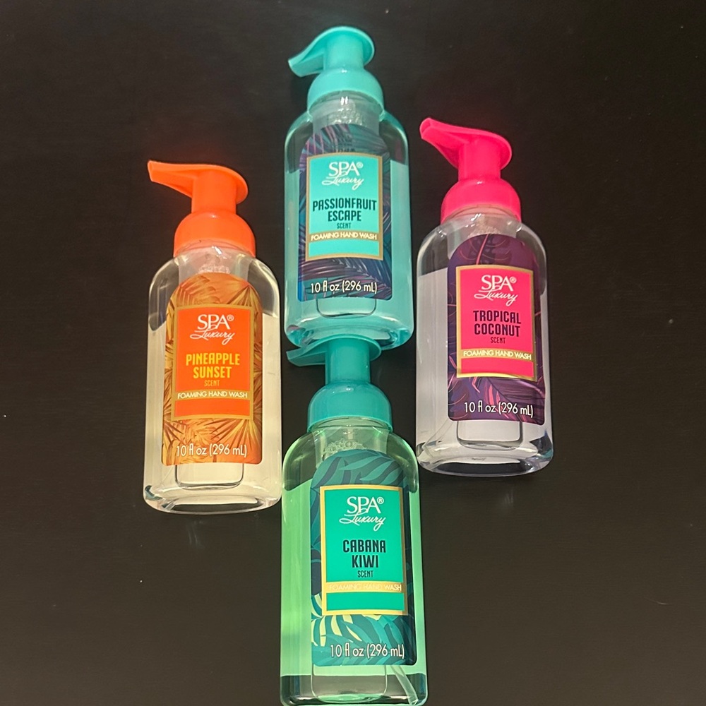 4 SPA Luxury Scented Foaming Hand Wash Kiwi Pineapple Coconut Passionfruit NEW